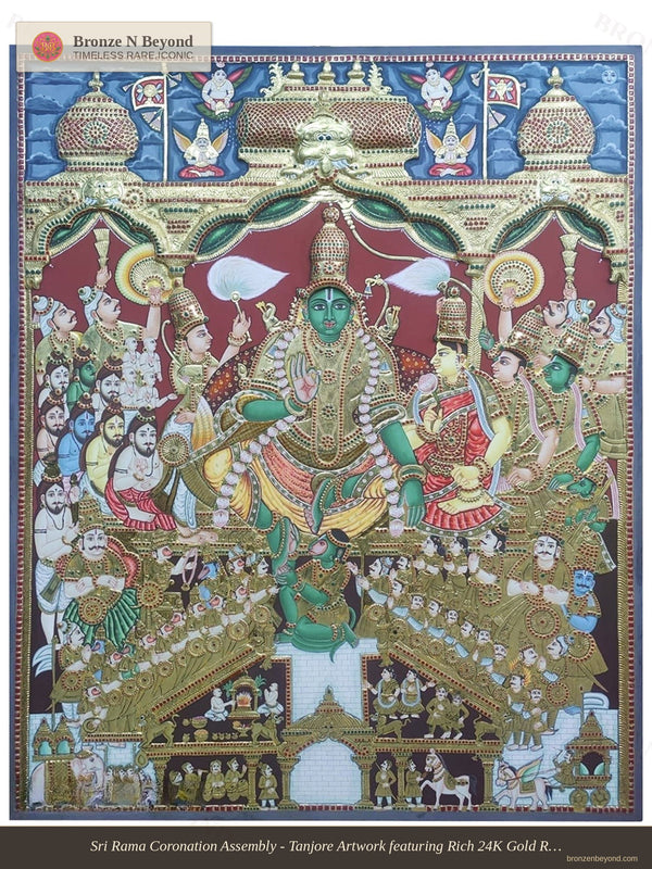 Shri Ram Pattabhishekam Tanjore Painting without Frame