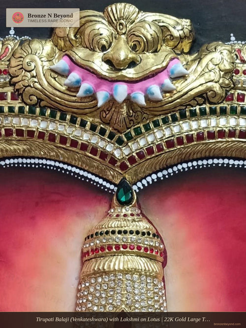 Tirupati Balaji (Venkateshwara) with Lakshmi on Lotus | 22K Gold Large Tanjore Painting
