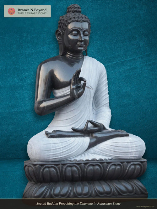 Seated Buddha Preaching the Dhamma in Rajasthan Stone