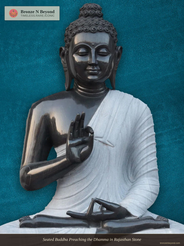 Seated Buddha Preaching the Dhamma in Rajasthan Stone