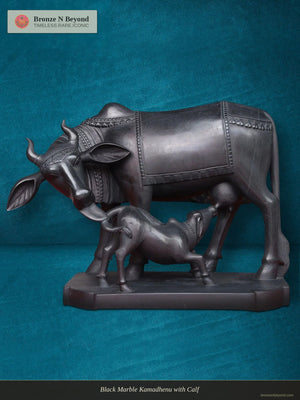 Black Marble Kamadhenu with Calf