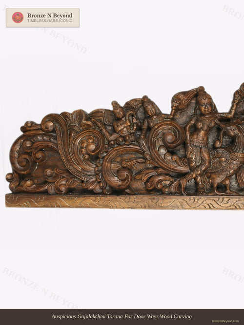 Auspicious Gajalakshmi Torana For Door Ways Wood Carving