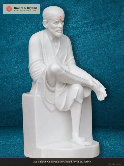 Sai Baba in Contemplative Seated Form in Marble