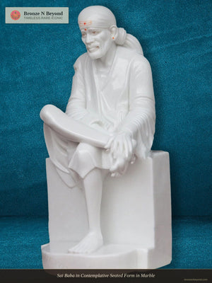 Sai Baba in Contemplative Seated Form in Marble