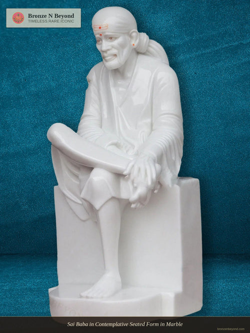 Sai Baba in Contemplative Seated Form in Marble