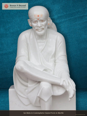 Sai Baba in Contemplative Seated Form in Marble