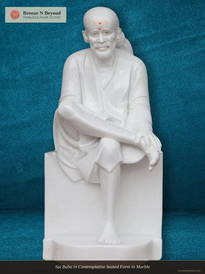 Sai Baba in Contemplative Seated Form in Marble