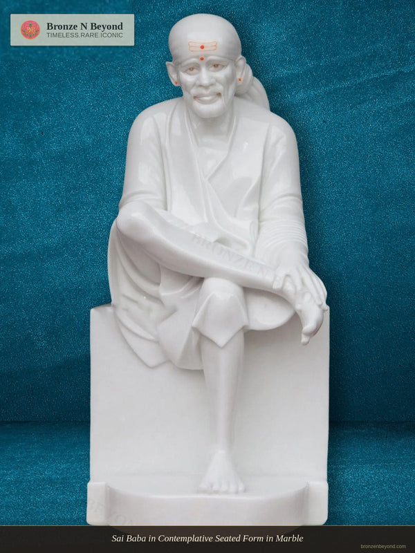Sai Baba in Contemplative Seated Form in Marble