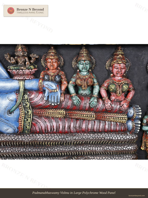 Padmanabhaswamy Vishnu in Large Polychrome Wood Panel