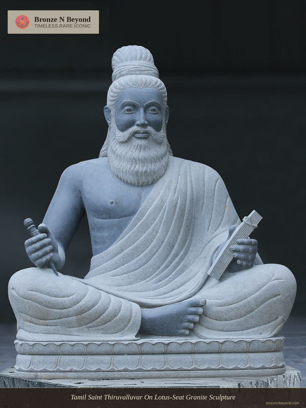 Tamil Saint Thiruvalluvar On Lotus-Seat Granite Sculpture