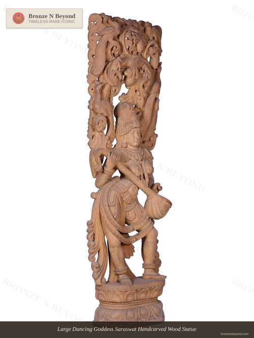 Veenavadini Dancing Goddess Saraswati on Pedestal