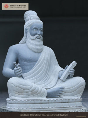Tamil Saint Thiruvalluvar On Lotus-Seat Granite Sculpture