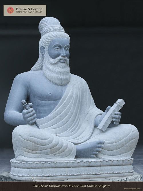 Tamil Saint Thiruvalluvar On Lotus-Seat Granite Sculpture