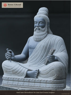 Tamil Saint Thiruvalluvar On Lotus-Seat Granite Sculpture