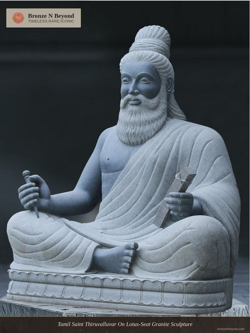 Tamil Saint Thiruvalluvar On Lotus-Seat Granite Sculpture