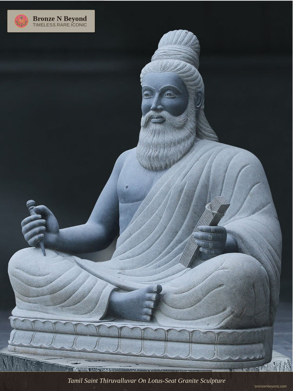Tamil Saint Thiruvalluvar On Lotus-Seat Granite Sculpture