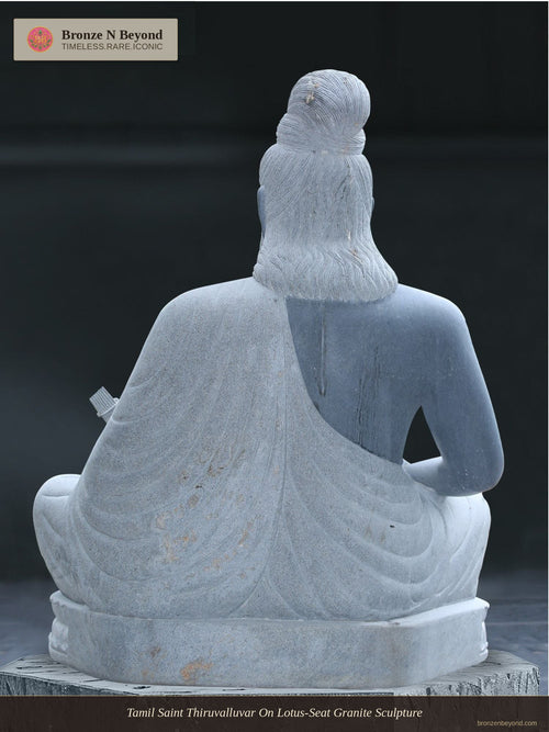 Tamil Saint Thiruvalluvar On Lotus-Seat Granite Sculpture
