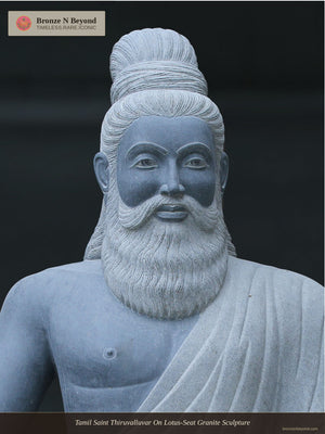 Tamil Saint Thiruvalluvar On Lotus-Seat Granite Sculpture