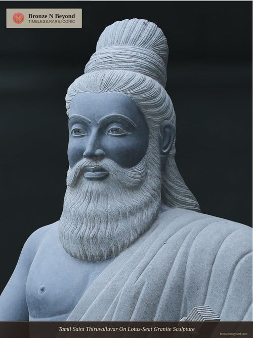 Tamil Saint Thiruvalluvar On Lotus-Seat Granite Sculpture