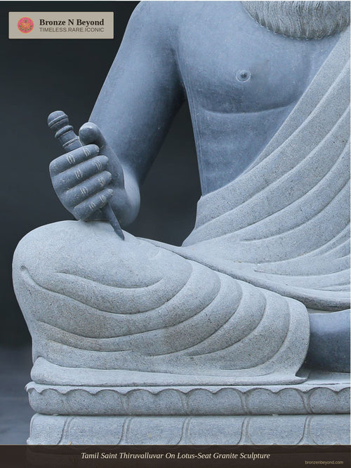 Tamil Saint Thiruvalluvar On Lotus-Seat Granite Sculpture