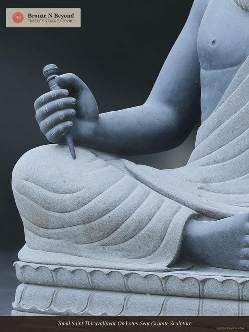 Tamil Saint Thiruvalluvar On Lotus-Seat Granite Sculpture
