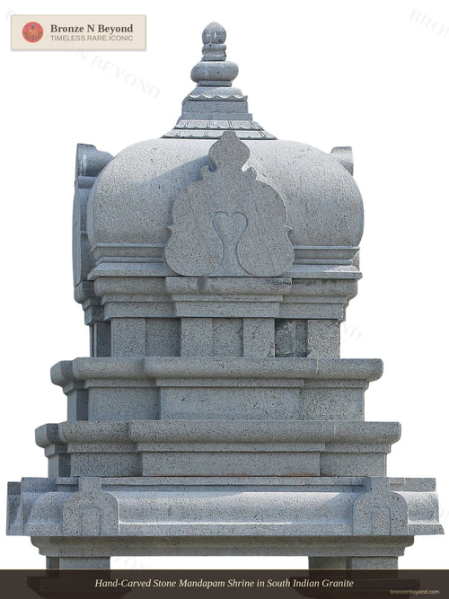 Hand-Carved Stone Mandapam Shrine in South Indian Granite