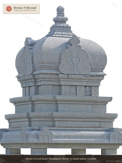 Hand-Carved Stone Mandapam Shrine in South Indian Granite