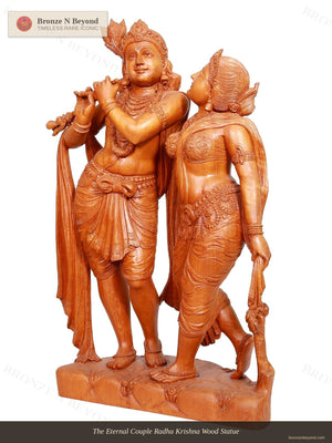 The Eternal Couple Radha Krishna Wood Statue