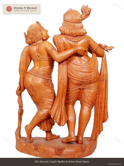 The Eternal Couple Radha Krishna Wood Statue