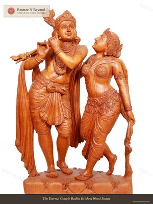 Radha Krishna Handmade Teakwood Statue