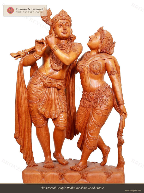 Radha Krishna Handmade Teakwood Statue