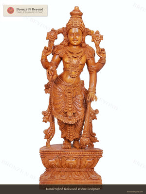 Handcrafted Teakwood Vishnu Sculpture