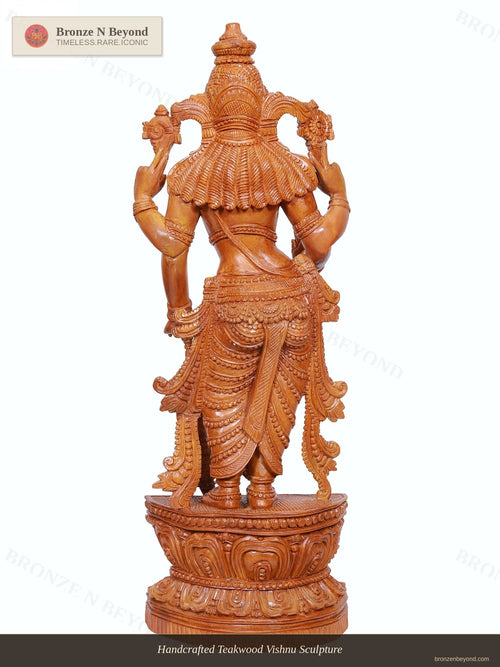 Handcrafted Teakwood Vishnu Sculpture