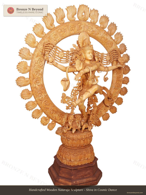 Handcrafted Wooden Nataraja Sculpture - Shiva in Cosmic Dance