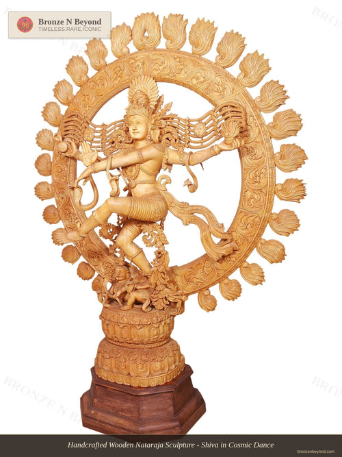 Handcrafted Wooden Nataraja Sculpture - Shiva in Cosmic Dance