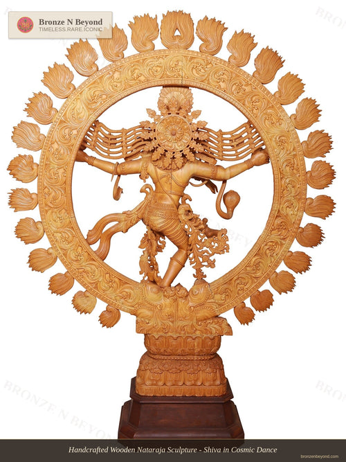Handcrafted Wooden Nataraja Sculpture - Shiva in Cosmic Dance