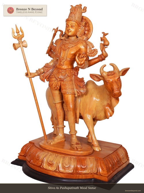 Shiva As Pashupatinath Wood Statue