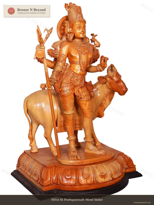Shiva As Pashupatinath Wood Statue