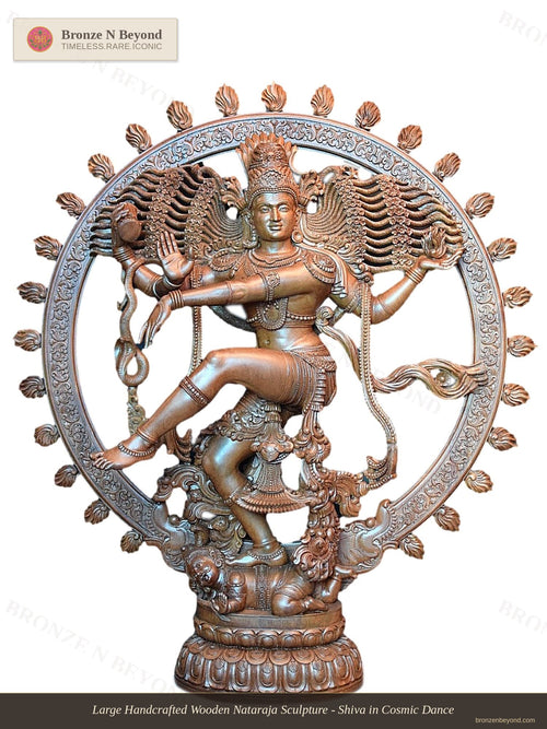 Large Handcrafted Wooden Nataraja Sculpture