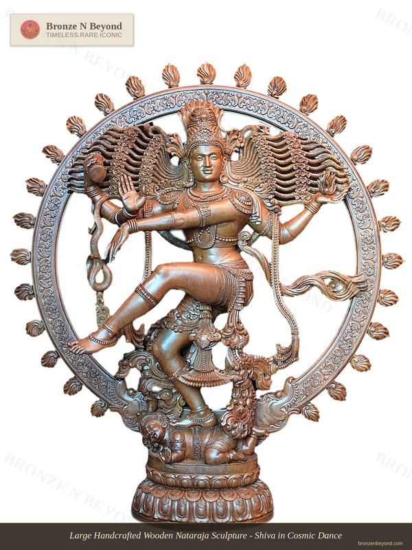 Large Handcrafted Wooden Nataraja Sculpture