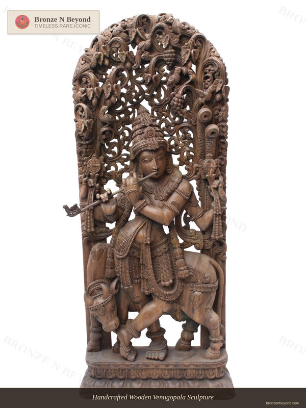 Handcrafted Wooden Venugopala Sculpture