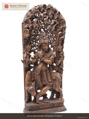 Krishna Wood Statue