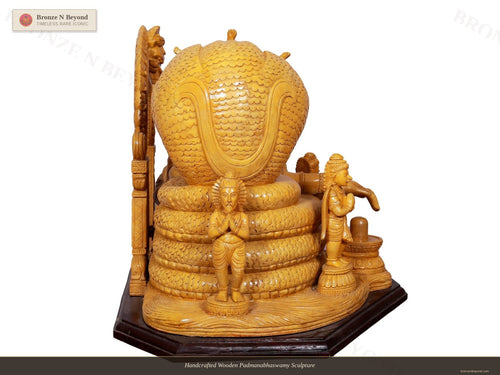 Handcrafted Wooden Padmanabhaswamy Sculpture