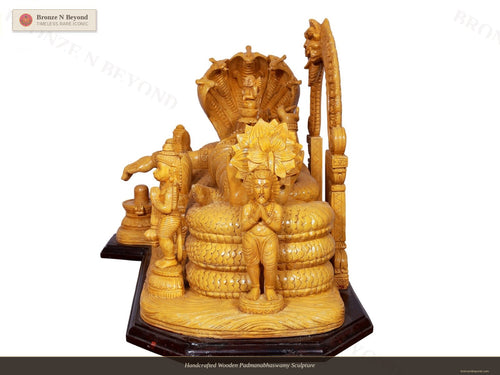 Handcrafted Wooden Padmanabhaswamy Sculpture