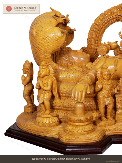 Handcrafted Wooden Padmanabhaswamy Sculpture