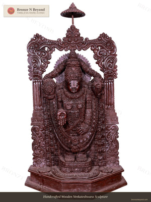 Tirupati Balaji (Venkateshvara) Wooden Sculpture