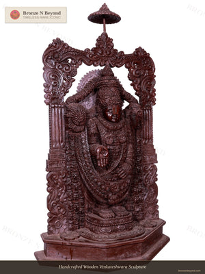 Handcrafted Wooden Venkateshwara Sculpture
