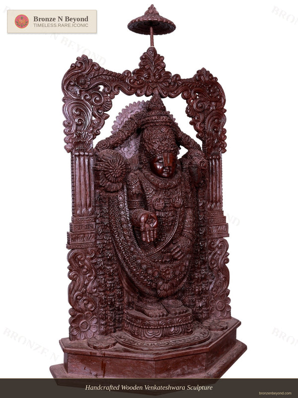 Handcrafted Wooden Venkateshwara Sculpture