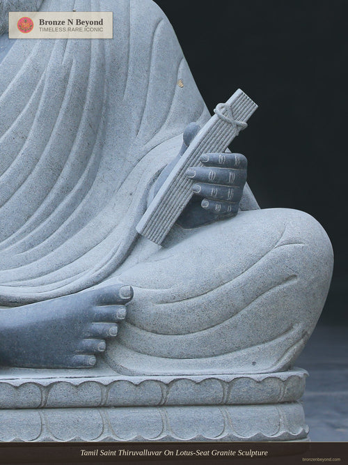 Tamil Saint Thiruvalluvar On Lotus-Seat Granite Sculpture