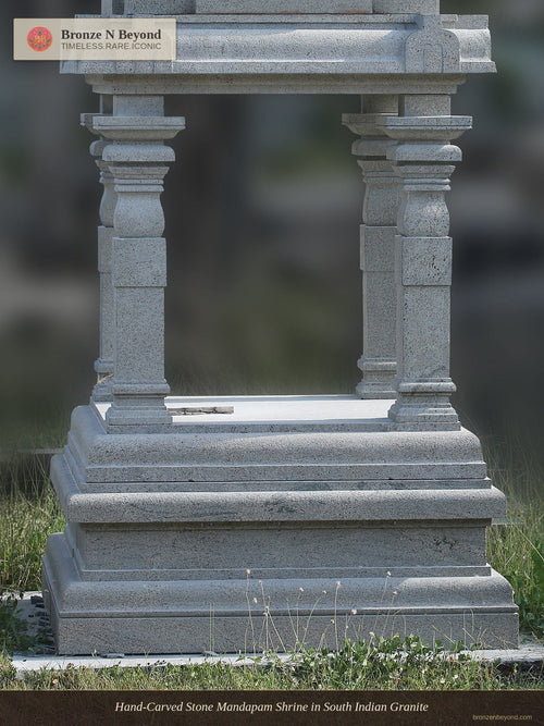 Hand-Carved Stone Mandapam Shrine in South Indian Granite
